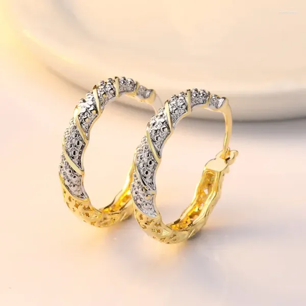 Boucles d'oreilles SrLaos Sable Gold Imitation Bague de fleur de voiture givrée pour hommes Plaqué cuivre Pièce à main de mariage ouverte