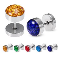 Stud -oorbellen roestvrijstalen barbell halter schroef nep cheater oormeter plug voor man vrouwen piercing sieraden