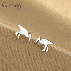 Stud -oorbellen roestvrijstalen bin kip ibis silhouet vogel schattig dier sieraden vrouwen baby cadeau