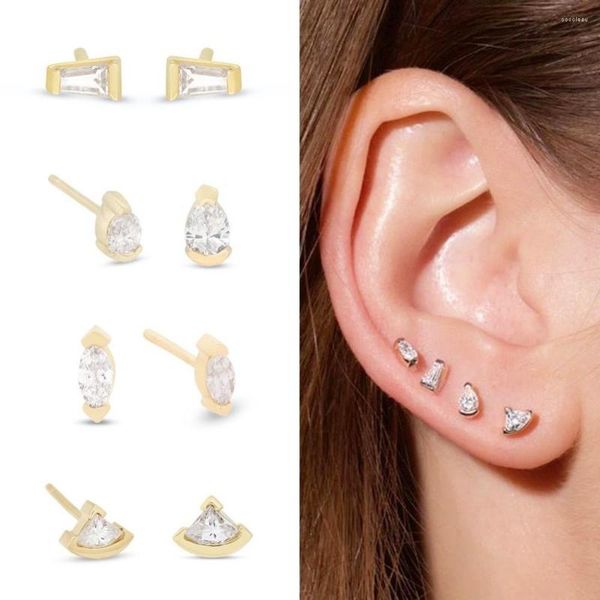 Boucles d'oreilles en acier inoxydable cristal Piercing délicat plat Tragus boucle d'oreille femmes couleur or petite oreille Cartilage Lobe boucle d'oreille bijoux