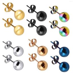 Boucles d'oreilles pod-oreilles en acier inoxydable Post pour hommes femmes bijoux couleurs argentées ballon 2 à 8 mm dia. 1 paire