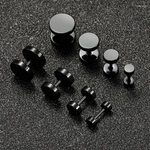 Boucles d'oreilles en acier inoxydable pour hommes, clous ronds noirs à vis, bijoux tendance, accessoires, cadeau de fête