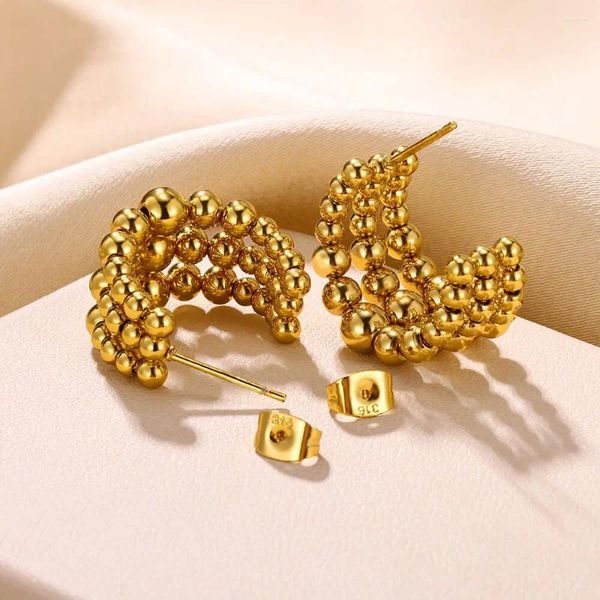 Boucles d'oreilles en acier inoxydable pour femmes, perles de couleur or, mode, Style Simple, bijoux géométriques, accessoires, cadeau Aretes