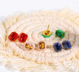 Boucles d'oreilles en acier inoxydable pour femmes et filles, mode coréenne, couleur Macron géométrique en métal Zircon, bijoux rétro, cadeau 5216865