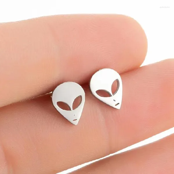 Pendientes de tuerca de acero inoxidable Mini cara alienígena para mujer y niña, accesorios de estilo Punk a la moda, 4 colores