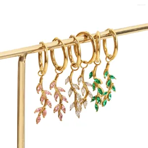 Boucles d'oreilles PVD PVD en acier inoxydable 18K Gold Tarnon Tarnish étanche feuilles colorées goutte pour femmes bijoux en gros tendance