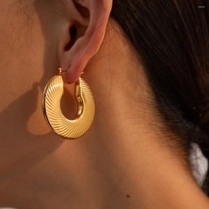 Boucles d'oreilles PVD PVD en acier inoxydable 18K Gold Tarnish Tarnish Impernish à grande taille Cerceau rond pour femme bijoux en gros tendance