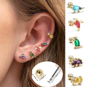 Stud Oorbellen Roestvrij Stalen Schroef Staaf Zirkoon Dinosaurus Oor Bot Nagels Wild Dier Piercing Single