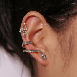 Boucles d'oreilles étalon en acier inoxydable en argent or couleur serpent en forme de serpent multicouche enroule vert oreille d'oreille pour les femmes bijoux gothiques punk punk