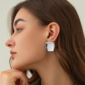 Oorknopjes roestvrij staal vierkant geometrisch waterdicht voor vrouwen voorkomen allergie metalen charme textuur gladde Aretes sieraden