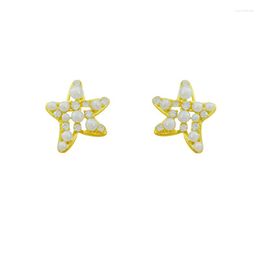 Stud Earrings Starfish Pearl Vijfpuntige ster Zirkon Lucky Love Heart Mother's Day Woman Girl Wedding Blessing Ear Studs Sieraden