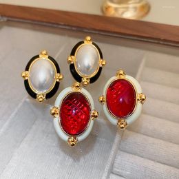 Boucles D'oreilles Déclaration De Mode Baroque Noir Rouge Ovale Grand Pour Les Femmes Personnalité Pendientes En Gros