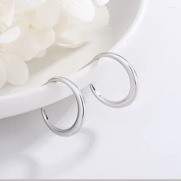 Boucles d'oreilles en argent Sterling 925, cercle ordinaire de grande taille, Style classique Simple pour besoin quotidien exagéré