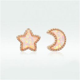 Stud -oorbellen Sterling Sier S925 Rose Gold Geplaat