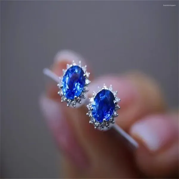 Boucles d'oreilles Sterling Silver 925 Natural Sri Lankan Sapphire Luxury Femme Gift Marifushi After Wedding Fine Jewelry