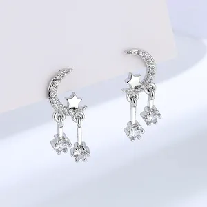 Boucles d'oreilles Sterling Color Srat et Moon Pichet-oreille-oreilles Bijoux de mode féminine 2096