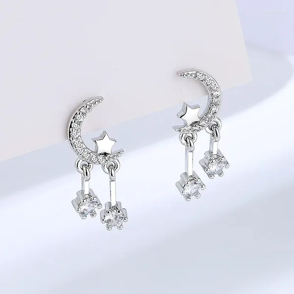 Boucles d'oreilles Sterling Color Srat et Moon Pichet-oreille-oreilles Bijoux de mode féminine 2096