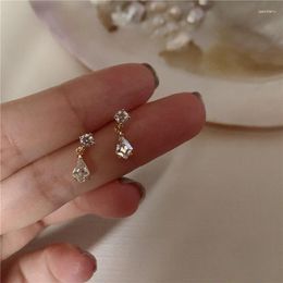 Boucles d'oreilles Sterling Silver Japanese Drop Crystal Crystal Femmes Léger Tempérament de luxe Tempérament Real Gold Placing Bijoux