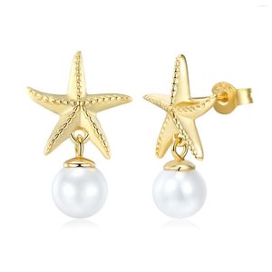 Boucles d'oreilles STILLHOUSE You Are A Star en argent Sterling 925, forme lumineuse brillante avec perle de coquillage, cadeaux pour femmes