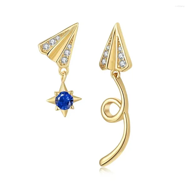 Boucles d'oreilles STL STL European et American INS S925 Pure Pure Paplule Paper Aircraft incrusté de diamants légers Luxury Fashion polyvalente