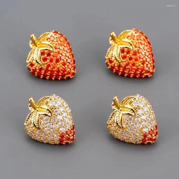 Boucles d'oreilles Design fraise, breloque à la mode, bijoux de luxe Super brillants, vente en gros