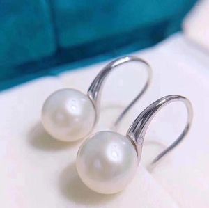 Boucles d'oreilles à tige superbes 8-9mm véritable mer du sud ronde perle blanche boucle d'oreille goujons femmes bijoux
