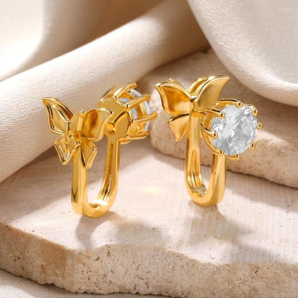Pendientes de tuerca estilo mariposa estrella circón Color dorado para mujer Piercing uñas joyería de moda regalo de boda entrega gratuita 2023