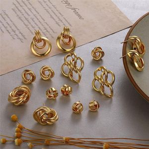 Stud Earrings Style Design Gold Cross Twisted Metal For Women Fashion Statement Hollow Geometric Female JewelryStud ODET22 Mill22