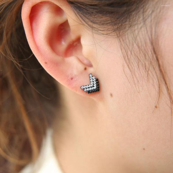 Stud Pendientes Estilo Minimal Elegante Mujer Chica Múltiple Piercing Diseño Tres Cz Línea Flecha Moda Joyería Fina