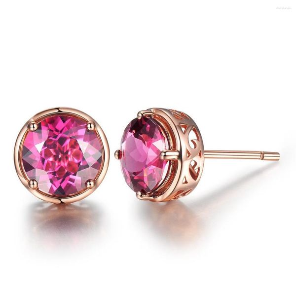 Boucles d'Oreilles Style Simple Unique Diamant Rond Pigeon Rouge Sang Imitation Tourmaline Mode Femme Dentelle