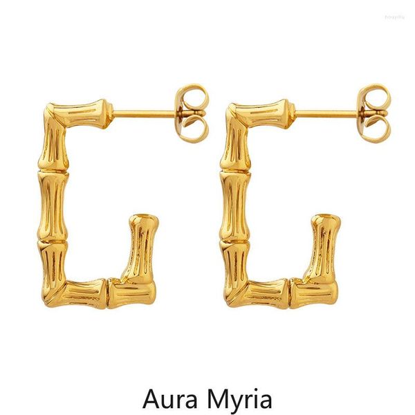 Boucles d'oreilles élégantes couleur or pour femmes et filles, bijoux en cuivre et métal, breloque géométrique en bambou, cadeaux de fête Hip Hop