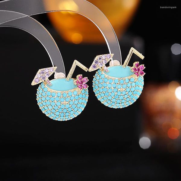 Boucles d'oreilles à tige mode d'été doux jus de noix de coco goujons d'oreille marque Design déclaration cubique zircone boucles d'oreilles colorées bijoux de luxe