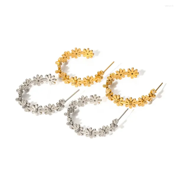 Boucles d'oreilles à tige Design de vente d'été bijoux plaqués or 18 carats fleur de marguerite hypoallergénique pour femmes