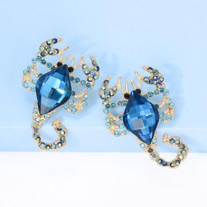 Pendientes de tuerca, tendencia de verano, Metal, diamantes de imitación, escorpión, estudio, fiesta de ocio, aretes llamativos minimalistas, joyería de amuleto para mujer 2023