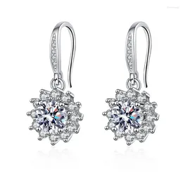 Boucles d'oreilles fleur de soleil couleur argent pour femmes, Noble, cadeau d'anniversaire, fête de mariage, bijoux à la mode pour dames