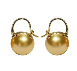 Boucles d'oreilles Super grande poudre d'or blanc naturel 10-11 mm Nanhai Round Pearl 18K