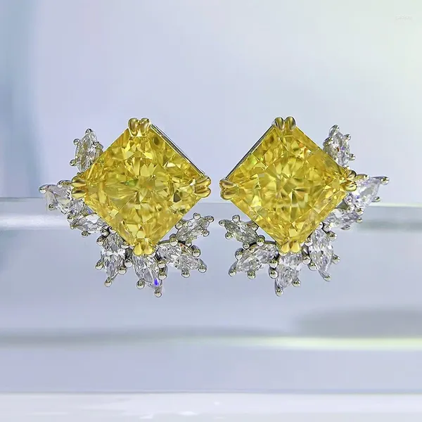 Boucles D'oreilles Entourées De Diamants Roses 8 En Forme De Coeur Léger Et Luxueux Tempérament Haut De Gamme En Argent 925