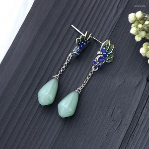 Oorknopjes Zoete Blauwe Emaille Orchidee Voor Vrouwen Meisje Zilver Kleur Metaal Met Drop Opknoping Dangle Vintage Sieraden Groothandel