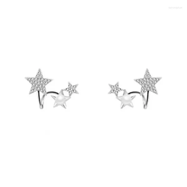 Boucles d'oreilles porte-bonheur pour femmes, accessoires doux et Cool, étoile pentagramme brillante, strass, bijoux coréens