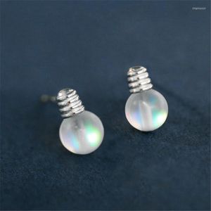 Stud -oorbellen zoete schattige kleur maansteen kleine lamp 925 sterling zilver voor vrouwen vrouwelijke eenvoudige mode sieraden accessoires cadeau