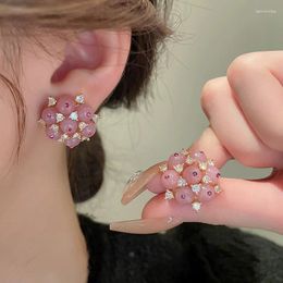 Ohrstecker, süße Strass-Zirkon-Blume, für Damen, Statement-Party-Schmuck