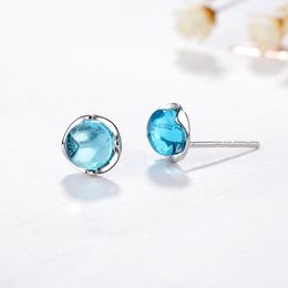 Boucles D'oreilles Clous Doux Brillant Pierre De Lune Boule Pierre Sirène Pour Les Femmes Argent Plaqué Mer Bleu Cristal Clé Queue De Poisson Boucle D'oreille JewelryStud