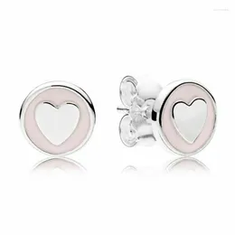 Boucles d'oreilles douces déclarations originales 925 en argent Sterling rose pâle émail boucles d'oreilles femmes Bijoux fins Brincos Bijoux Femme