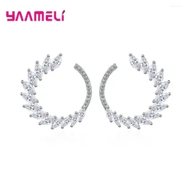 Stud Earrings Symmetrical 925 Sterling Silver For Woman Geometric Fashion Zirconia Sieraden Bridals Wedding Party Gift