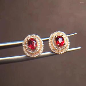 Boucles d'Oreilles T1213 Rubis Réel Or 18 K AU750 Nature 0.84ct Pigeon Sang Rouge Femelle Fine Cadeau Femmes