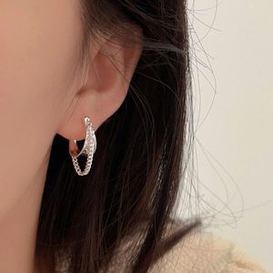 Boucles d'oreilles étalon Chaîne Drop Hoop Solid S925 SERRING SIRGE COREAN TRENDY CHUNKY PLIND PLIND SANGIE HUGGIE BIJOURS POUR FEMMES