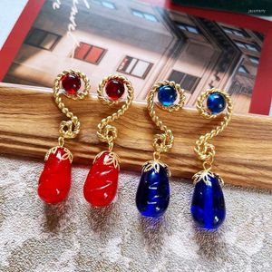 Stud -oorbellen tranendop roodblauwe hanger kralen vintage sieraden voor damesfeestje cadeau