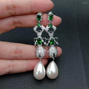 Stud -oorbellen traanwit witte zee shell parel groen cz plave insecten feest sieraden accessoires schattige verklaring voor vrouwen
