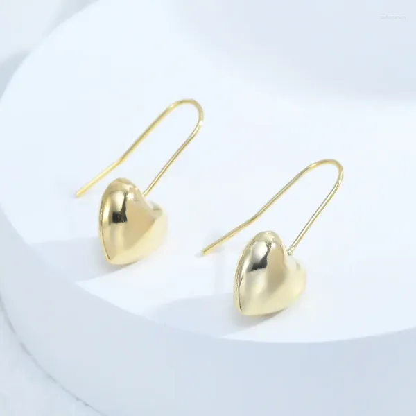 Pendientes De Botón Temperamento Para Mujer Moda S925 Aguja De Plata Paisaje De Metal Corazón De Melocotón Estudiante Simple