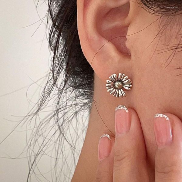 Pendientes de tuerca de plata tailandesa, pendiente de Margarita hecho a mano Vintage para mujer, regalo, joyería de fiesta Eh2102